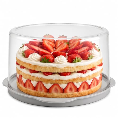Evelots 12-Inch Airtight Cake Container with Lid - Portable Carrier for Pies, Cakes, Cupcakes & More - BPA-Free Clear Plastic - Secure & Easy Transport - size: 1-Pack, style: Cake Container