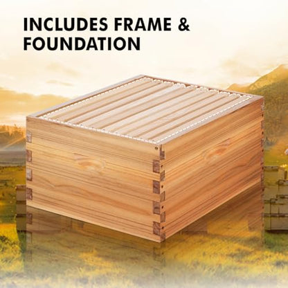 10 Frame Deep Brood Beehive Box Wax Coated Bee Hives Includes Beehive Frames and Waxed Foundations (Unassembled) - size: Brood deep box