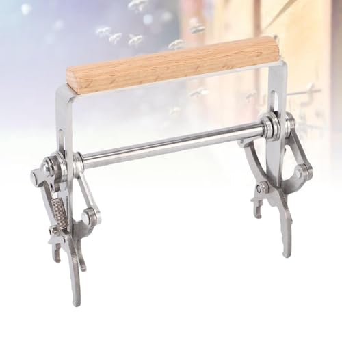 Bee Frame Lifter, Durable Stainless Steel Frame Gripper for Inspection Beekeeping Ergonomic Beech Wood Handle Secure Grip Portable 14 x 12 cm 1 Pack