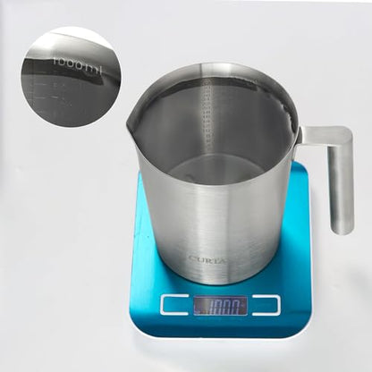 CURTA 18/8 Stainless Steel Measuring Cup with Round Handle and Pour Lip 32 OZ (4 Cup, 1000 ML) - color: Round Handle, size: 32 OZ (4 Cup, 1000 ML)