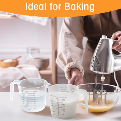 Kanayu 36 Pcs Plastic Measuring Cup Clear Measuring Mug with Spout and Handle Grip Capacity Clear Graduated Pitcher for Kitchen Flour Water Liquids(Black,32 oz, 4 Cups) - color: Black, size: 32 oz, 4 Cups