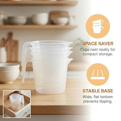 8 Pcs 2 Cup/16 Oz Plastic Measuring Cups With Spout And Handle | 500ml Clear Graduated Measuring Cups With Oz And Ml Markings For Water, Flour, Liquids, Baking, Cooking And Mixing - color: 8 Pcs, size: 2Cup/16OZ