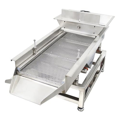 TECHTONGDA Straight Vibrating Sieve Screen Shaker Electric Linear Sifter Machine Stainless Steel One Layer Two Motors 6mm Round Hole Screen Size 11.8×31.5inch 110V - size: 6mm