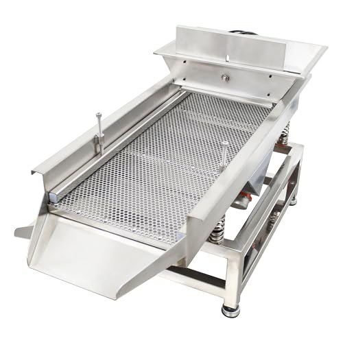 TECHTONGDA Straight Vibrating Sieve Screen Shaker Electric Linear Sifter Machine Stainless Steel One Layer Two Motors 9mm Round Hole Screen Size 11.8×31.5inch 110V - size: 9mm
