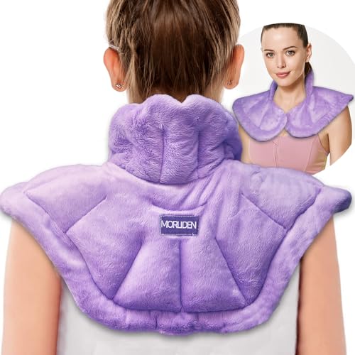 MORLIDEN Microwavable Heated Neck Wrap Warmer and Shoulder Weighted Heating Pad Microwave for Hot and Cold Compress - Purple - color: Purple, size: 1 Count (Pack of 1)