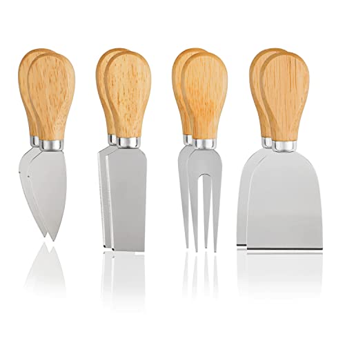 Cheese Knives Set of 8-2 Cheese Knife, 2 Cheese Fork, 2 Cheese Slicer, 2 Butter Knife – Premium Mini Stainless Steel Cheese Knives - Cheese Knife Set for Charcuterie Board - color: Option2