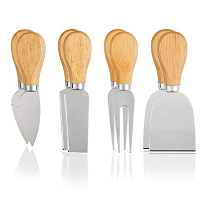 Cheese Knives Set of 8-2 Cheese Knife, 2 Cheese Fork, 2 Cheese Slicer, 2 Butter Knife – Premium Mini Stainless Steel Cheese Knives - Cheese Knife Set for Charcuterie Board - color: Option2