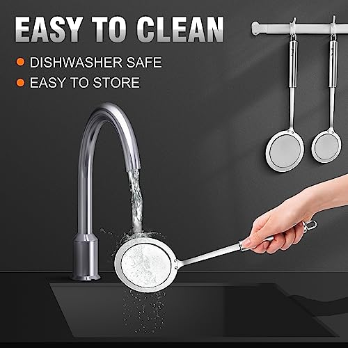 Walfos Fat Skimmer Spoon, 304 Stainless Steel Fat skimmer For Cooking, Fine Mesh Strainer, Food Strainer Fit For Separation Of The Floating Foam, Fat, Grease - Set of 2 Sise - style: 2pcs (3", 4") Skimmers