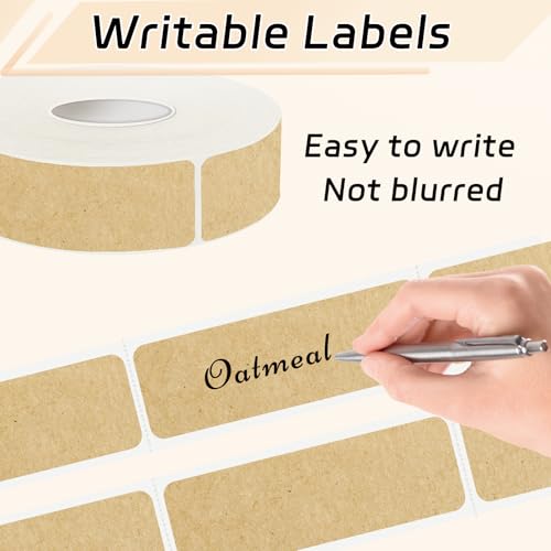 500PCS Kraft Label Stickers Removable Brown Labels Writable Gift Labels, Self-Adhesive Brown Labels (Each Measures 1x 3 inch) - color: Kraft, size: 1 x 3 Inch