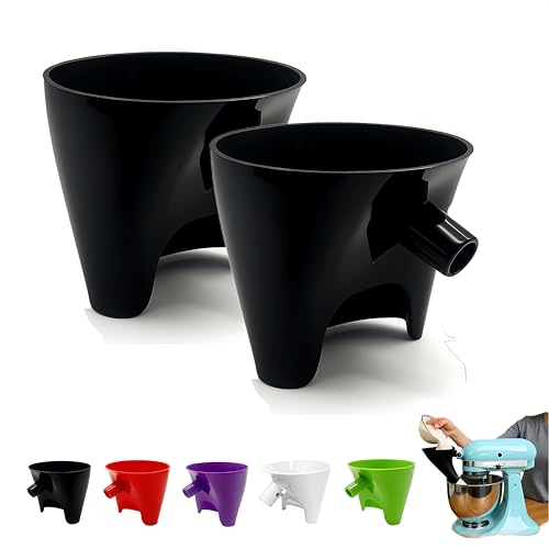 Flour Funnel for KitchenAid Mixer - Compatible with 5 Qt & 4.5 Qt Bowl-Lift Models | Dishwasher Safe, Anti-Splash Design for Mess-Free Baking | Includes 2-Piece Set (Black) - color: Black