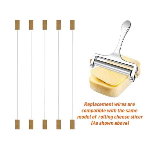 TOPULORS 5-Pack Stainless Steel Cheese Slicer Cutter Replacement Wires, Compatible With Zulay Kitchen, Sopito, Bellemain Roller Cheese Slicers, Ideal for Hard & Soft Cheese Slicing