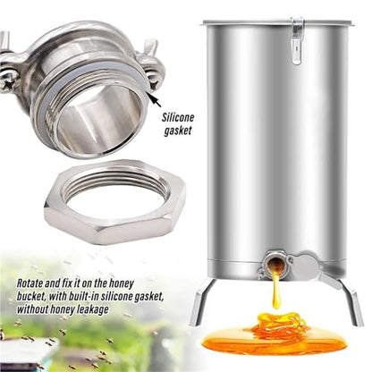 Honey Valve Stainless Steel Beekeeping Equipment Honey Gate Valve Bee Honey Extractor Regulate Flow of Honey Bottling Agriculture Tools Silver For Extractor Bottling Pail Containers