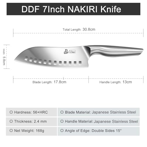 DDF iohEF Kitchen Knife, Chef's Knife In Japanese Stainless Steel Professional Santoku Cooking Knife, 7 Inch Non-slip Ultra Sharp Knife with Ergonomic Handle - color: Santoku Knife