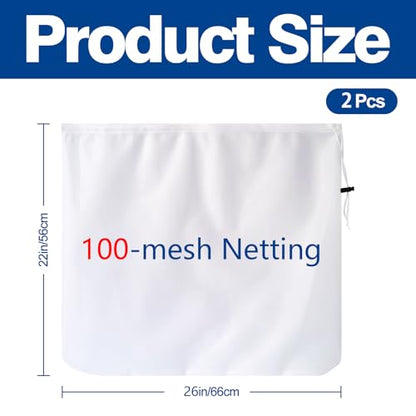 2 Pcs Pool Fine Mesh Net Bag Replacement, 26x22 Inch Adjustable Ultra Fine Mesh Net Bag for Pool Skimmer Net Replacement, Cleaning Spa Pool,Ground Pool, Hot Tub