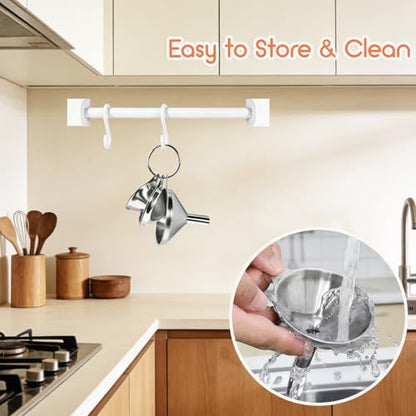 Small Funnels for Filling Bottles, 3 Pcs Stainless Steel Kitchen Funnel Set, Food Grade Mini Metal Funnel for Transferring Oil Liquid, Easy Cleaning with a Brush (Short Handle) - size: short handle