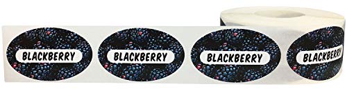 BlackBerry Grocery Store Food Labels 1.25 x 2 Inch Oval Shape 500 Total Adhesive Stickers - color: Blackberry
