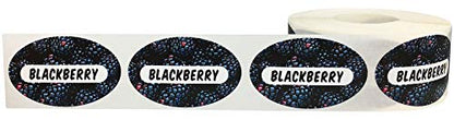 BlackBerry Grocery Store Food Labels 1.25 x 2 Inch Oval Shape 500 Total Adhesive Stickers - color: Blackberry