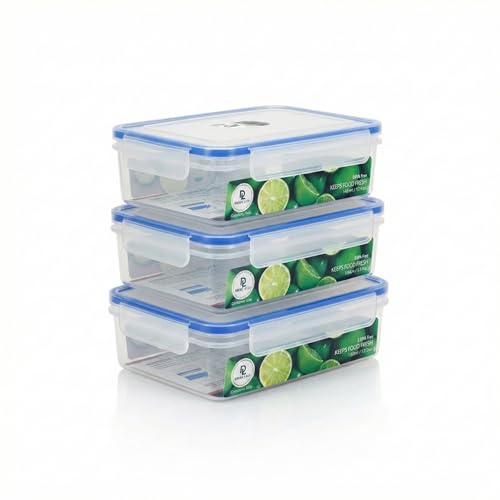 Tribello 50 oz Airtight Food Storage Containers with SnapTight Lids – Clear, Stackable, BPA-Free Meal Prep Containers for Kitchen, Freezer & Pantry Storage – 3-Pack - size: 50 OZ - 3 Pack