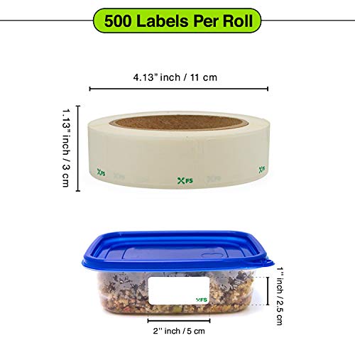 Food Labels Dissolvable by Food Safe - Leaves No Adhesive Residue Dissolves in Water in 30 Seconds Perfect for Reusable Containers - 500 Labels Per Roll