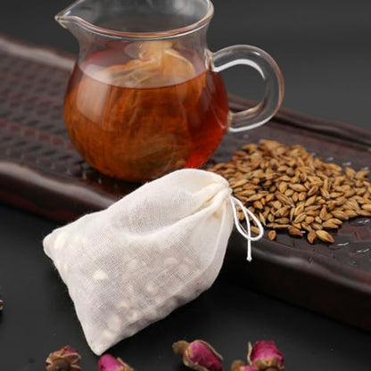TUZAZO 24 Pcs Muslin Bags with Drawstring 3 x 4 inch, Reusable Tea Bags for Loose Leaf Tea, Natural Cotton Unbleached Cheesecloth Small Spice Bag for Cooking Soup Herb Sachet Bag Empty - size: 3x4 inch, 24 pcs