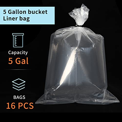 5 Gallon Turkey Brine Bag 16 Pack 20"x28" Bucket Liner Bags for Marinating and Brining Food Grade, BPA Free, Extra Heavy Duty Leak Proof