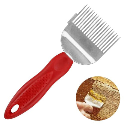 Honey Uncapping Fork Tool with 18 Stainless Steel Tines, Plastic Handle, Bee Keeping Scraper Knife for Honey Extractor