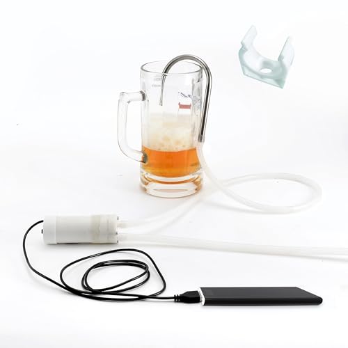 Portable Food Grade USB Electric Pump Auto-Siphon Self Priming for Bottling Brew Wine, Beer, Beverages and Kombucha, Little Silent Water Transfer Pump, 2LPM No Mess Leak with Filter, Silicon Tube