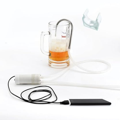 Portable Food Grade USB Electric Pump Auto-Siphon Self Priming for Bottling Brew Wine, Beer, Beverages and Kombucha, Little Silent Water Transfer Pump, 2LPM No Mess Leak with Filter, Silicon Tube