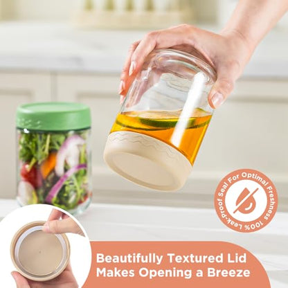 DRKIO 16 Oz Overnight Oats Containers with Lids - 6 Pack Glass Storage Jars with Airtight Lids Wide Mouth Mason Food Jars Great for Meal Prep Salad Chia Pudding Snacks Yogurt Sugar Spice Cereal - color: 16 Oz - 6 Colors