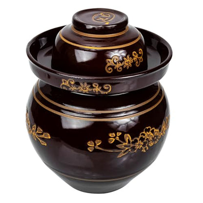 Ceramic Retro Pickle Jar 5.5lb Thickened Kimchi Storage Crock Sealed Fermentation Tank for Sauerkraut and Pickles with Random Pattern Suitable for Kitchen Use Random Color
