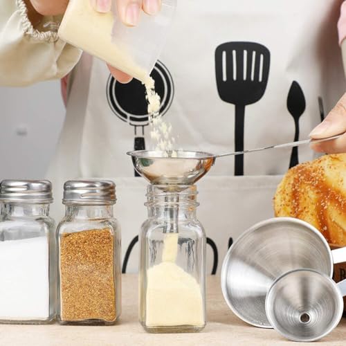 Small Funnels for Filling Bottles-3Pcs Stainless Steel Kitchen Funnel Set,Mini Long Handle Metal Funnels Food Grade Mini Metal Funnel for Powder Oil Fluid Spice