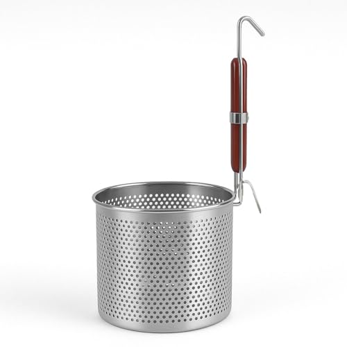 Mesh Pasta Basket Food Strainer Insert For Pot, Colander with Round Wooden Handle Stainless Steel Mesh Spider Strainer for Pasta Noodles Dumpling Vegetable - size: 7inches（diameter）