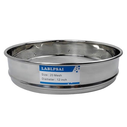 20 Mesh Lab Sieves 12" Diameter 304 Stainless Steel Wire Cloth Test Sieve for Industrial Laboratory Home - size: 20 mesh