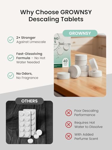 GROWNSY Bottle Sterilizer Descaling Tablets Bottle Warmer Descaler, Baby Food Makers Cleaner, Daily Essential Descale, Deep Limescale & Odor Removal, Performance Care, 40 Count for Regular - size: 40PCS