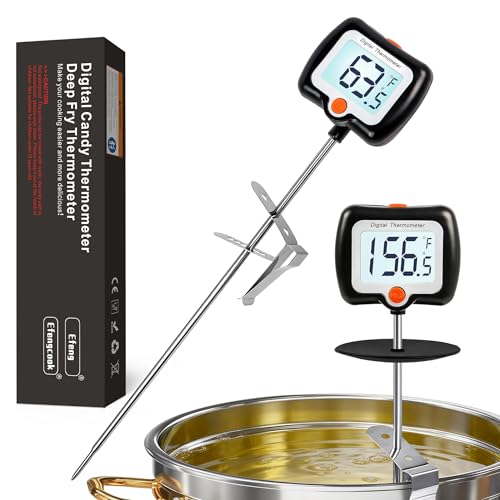 10 Inch Long Digital Candy Thermometer with Pot Clip,Deep Fry Thermometer,Rotating Display, Best Instant Read Food Meat Thermometer for Candy Making or Deep Frying - color: Black Digital Thermometer