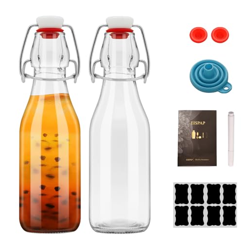 2 Pack Swing Top Glass Bottles 8.5 oz,Flip Top Beer Brewing Bottles for Kombucha, Homemade, Kefir, Water, Beverages, Soda, Oil, Vinegar, Fermentation,Limoncello