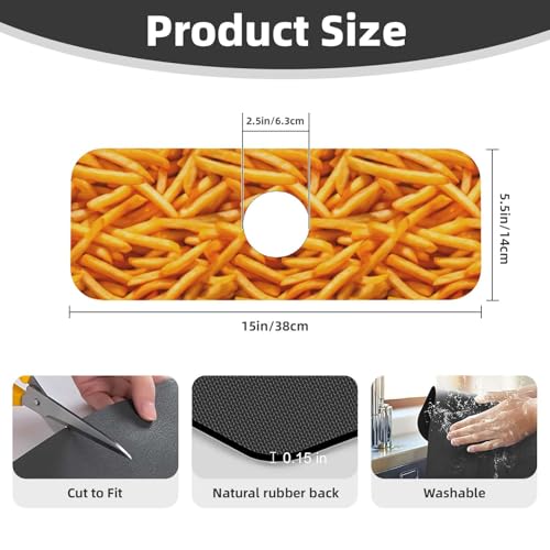 Fries Faucet Mat For Kitchen Sink, Absorbent Countertop Protector, Quick Dry Sink Splash Guard Pad, Waterproof Draining Mat 15" X 5.5" - color: Style 6