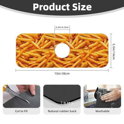 Fries Faucet Mat For Kitchen Sink, Absorbent Countertop Protector, Quick Dry Sink Splash Guard Pad, Waterproof Draining Mat 15" X 5.5" - color: Style 6