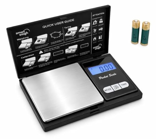 Smart Weigh Precision Digital Gram Scale (200g x 0.01g) – 7 Units (g, oz, ozt, DWT, ct, gn, tl) – Portable Pocket Design for Jewelry, Gems, and Food – Tare Function & Backlit LCD – Battery Included - size: 200g / 0.01g