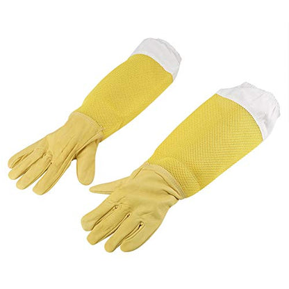 Fdit Beekeeping Gloves Beekeepers Protective Gloves Bee Proof with Long Breathable Mesh Sleeve for Handling Beekeeping Work XL
