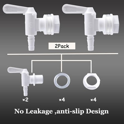Plastic Bucket Spigot 2 Pack Fermentation Valve for 5 Gallon Home Brewing Bucket Beer Wine Making Bottling Faucet with Barbed Outlet by GWENBHMTOOL - size: 2 PACK