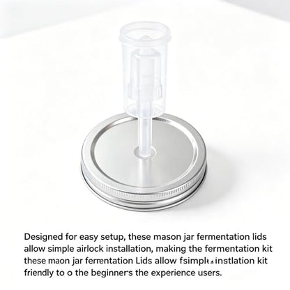 4 pack Fermentation Lids for Mason Jars Brewing & Fermentation Kit Stainless Steel Fermentation Lids with Airlock for Wide Mouth Mason Jar Fermentation