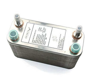 Brazed 40-Plate Heat Exchanger and Counterflow Chiller,40 Plates Copper Brazed Wort Chiller,Stainless Steel Beer Chiller, R 1/2" X RC 1/2" X Gas Type Fitting φ12.8
