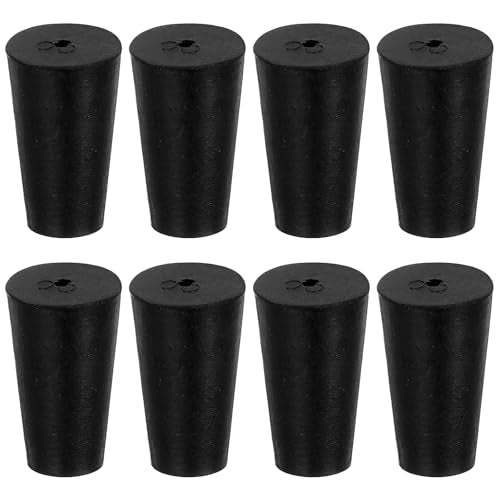 8Pcs Solid Rubber Stopper Bungs - 10MM to 15MM Rubber Tapered Plug Flexible Durable Test Tubes Bungs with Hole, Easy to Insert & Remove for Lab Apparatus Home Flask - color: 10mm to 15mm