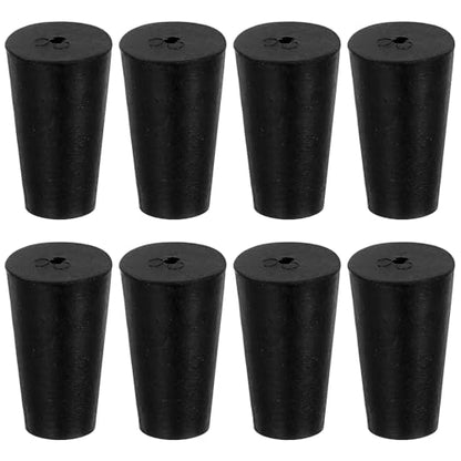 8Pcs Solid Rubber Stopper Bungs - 10MM to 15MM Rubber Tapered Plug Flexible Durable Test Tubes Bungs with Hole, Easy to Insert & Remove for Lab Apparatus Home Flask - color: 10mm to 15mm