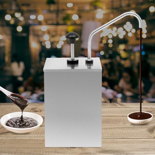 Sauce Dispenser Pump, 4.2 Quart Stainless Steel Condiment Pump for Cheese Hot Fudge Caramel, Commercial Sauce Dispenser for Buffet Bakery Restaurant Coffee Shop