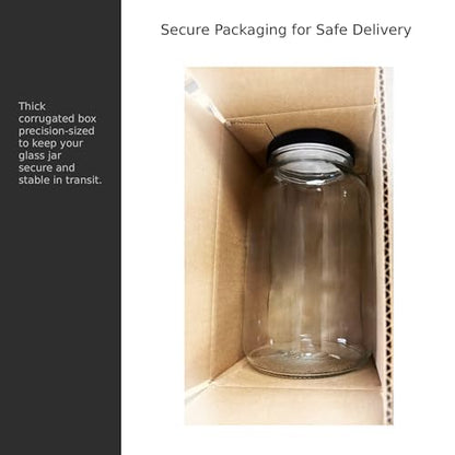North Mountain Supply 1 Gallon Glass Jar Wide Mouth with Black Plastic Lid - USDA, BPA-Free, Made in the USA - for Fermenting, Storing, Canning, and Much More!