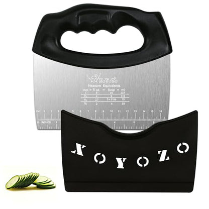 Bench Scraper Dough Cutter Salad Chopper with Cover and Large Stainless Steel Blade Vegetable Knife for Butter, Pizza, Cake, Onion