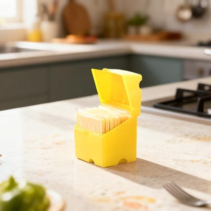 2 Pcs Cheese Storage Box, 650 Ml Plastic Container with Lid, Ideal for Fridge, Yellow