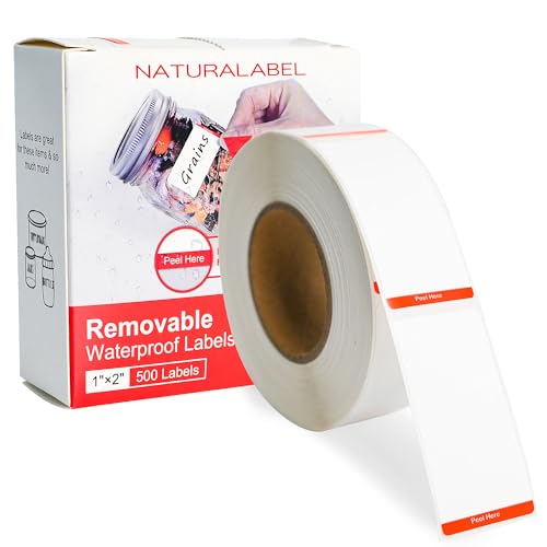 NATURALABEL 500 PCS Blank Removable Freezer Labels with Dispenser - 1" x 2" Food Labels for Meal Prep Containers, Easy Peel-Off Design, No Residue - style: 1 Box (500 Labels)